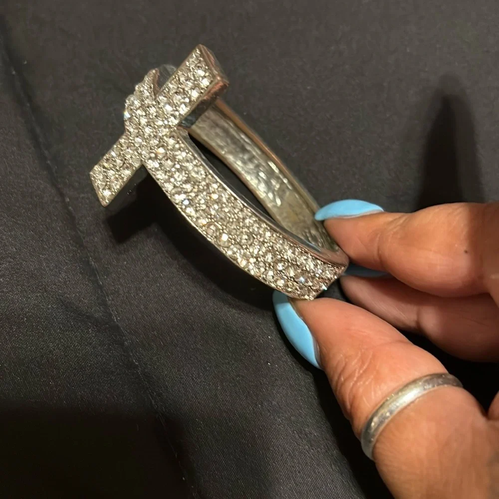 Silver Crystal Cross Bracelet